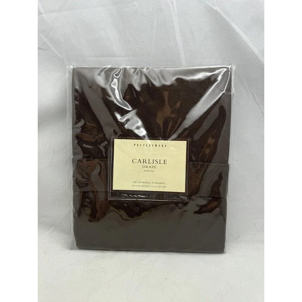 Pottery Barn Carlisle Drape Curtain Tab Top Brown 44x63 Farmhouse Cotton